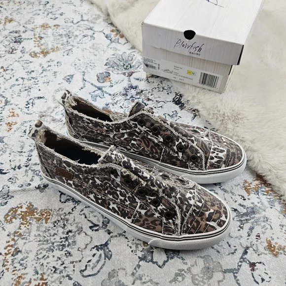 Blowfish Play Natural Lion Leopard Print Canvas Low Top Sneaker Women US 10 - Picture 2 of 9